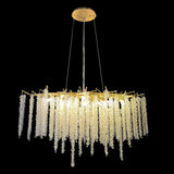 Luxury gold crystal linear chandelier with cascading strands