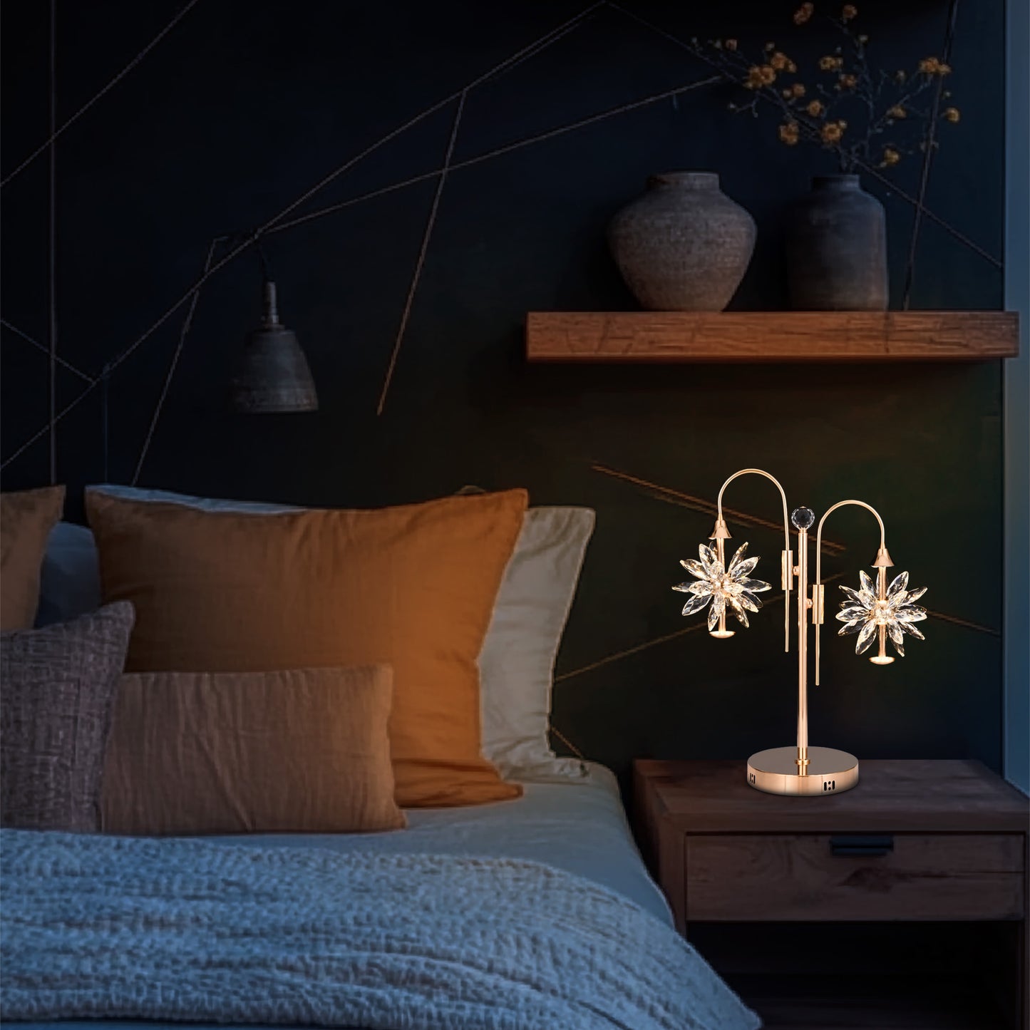 Gold crystal table lamp side angle side bedroom