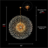 63 inch gold starburst chandelier dimensions with adjustable chain length