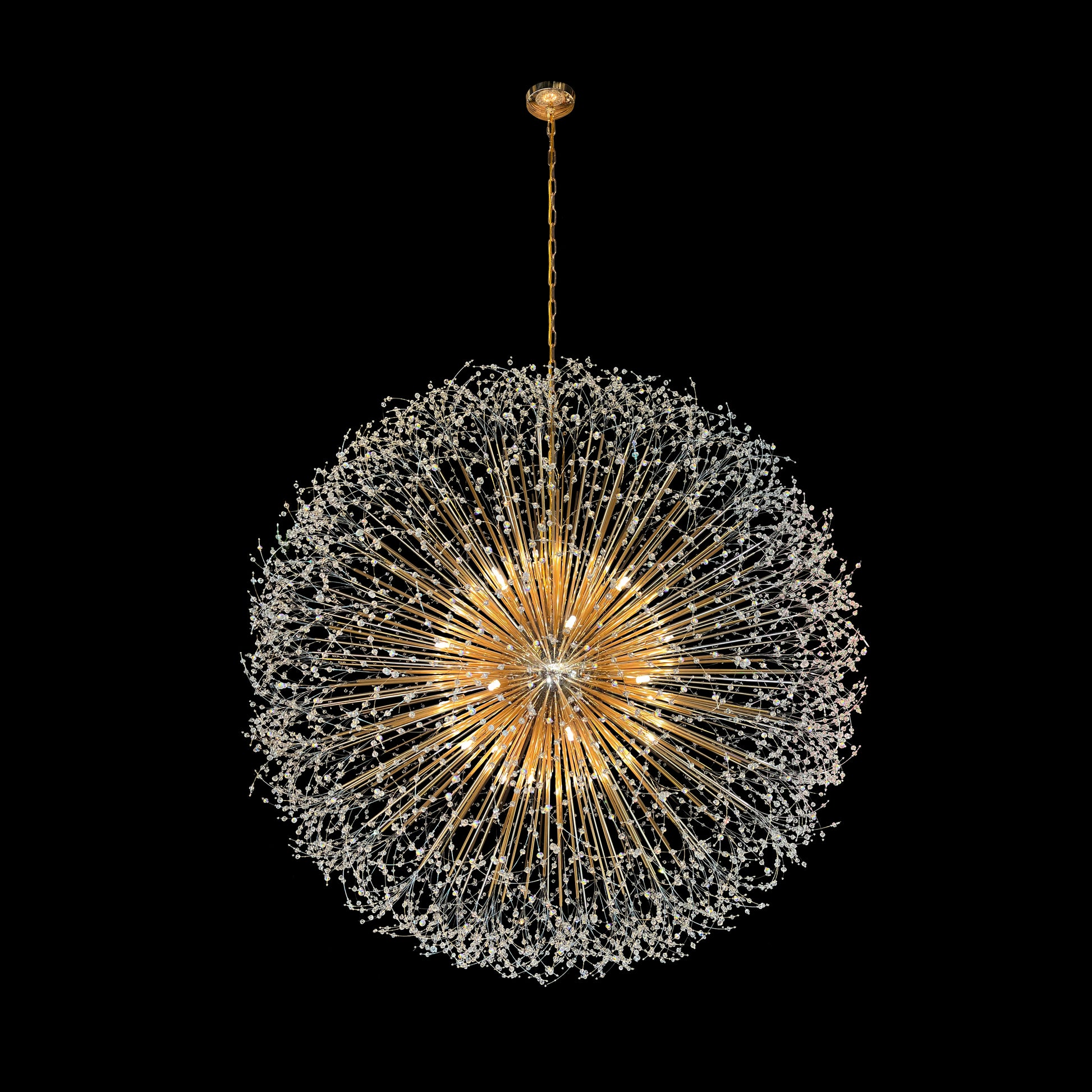 Luxury Gold Starburst Crystal Chandelier 63 inch Statement Lighting Fixture