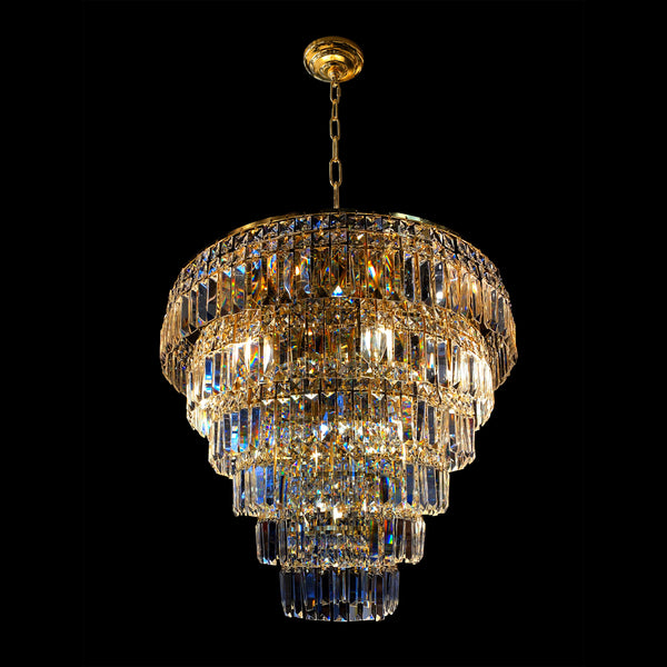 Chandelier with crystal accents on a black background