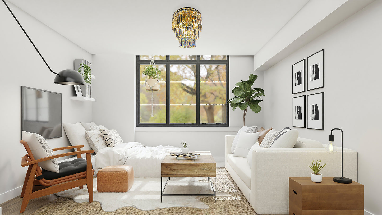  Modern gold crystal chandelier in bedroom