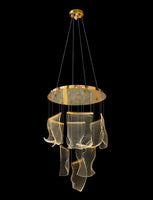gold LED hanging ceiling chandelier in black ground 
