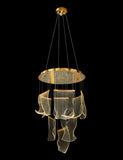 gold LED hanging ceiling chandelier in black ground 