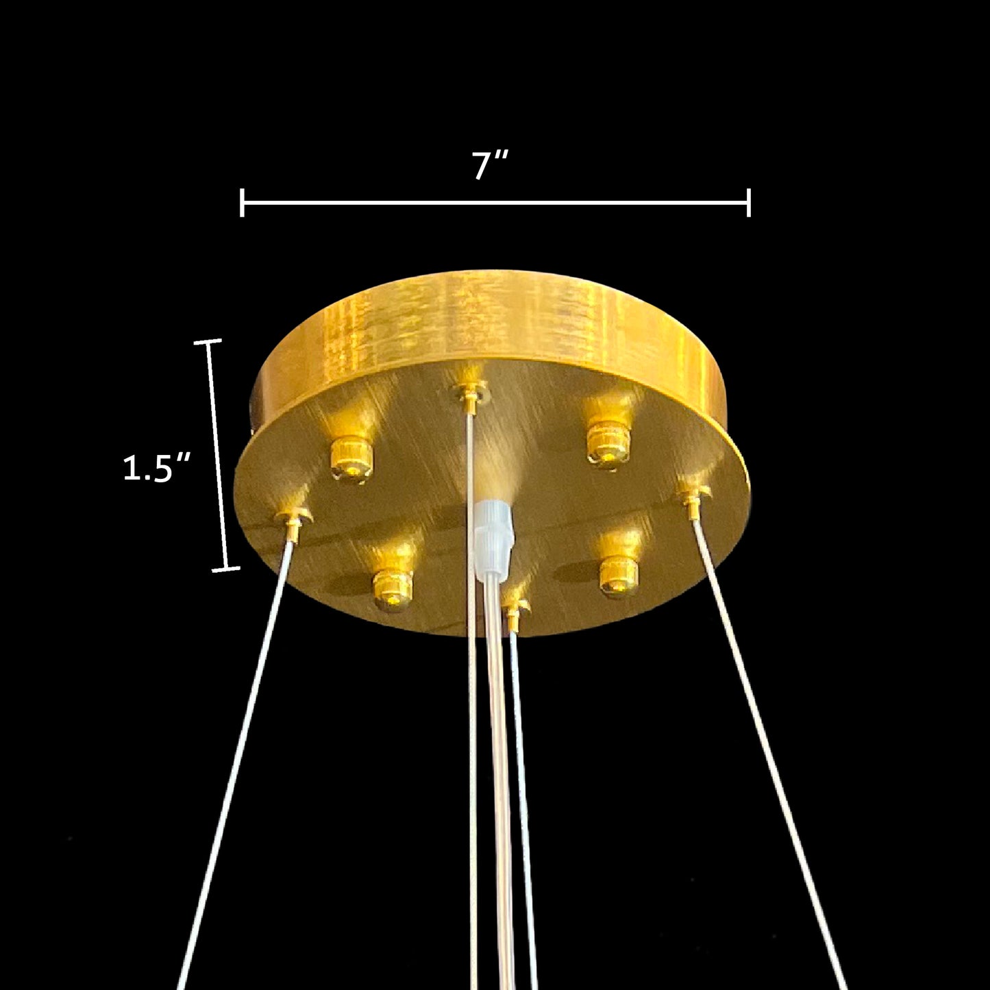 Ceiling canopy of gold branch chandelier with size measurement