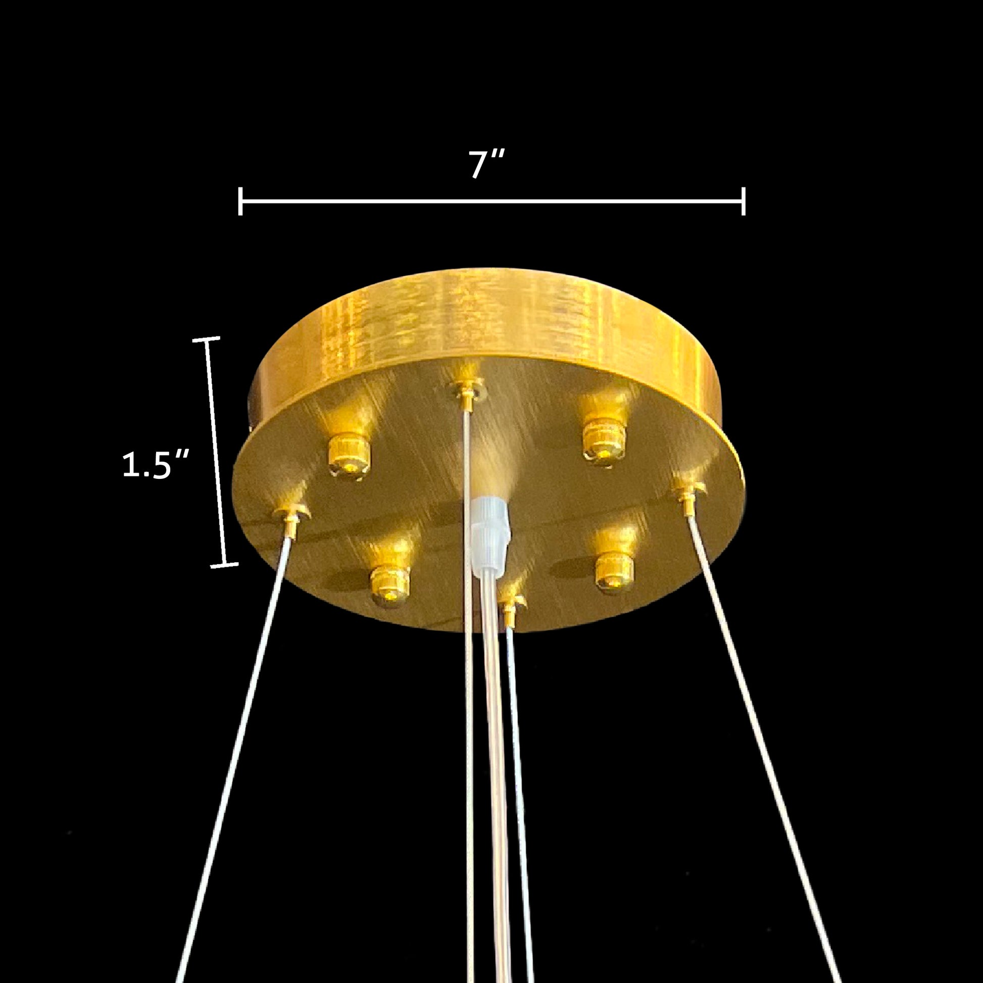 Ceiling canopy of gold branch chandelier with size measurement