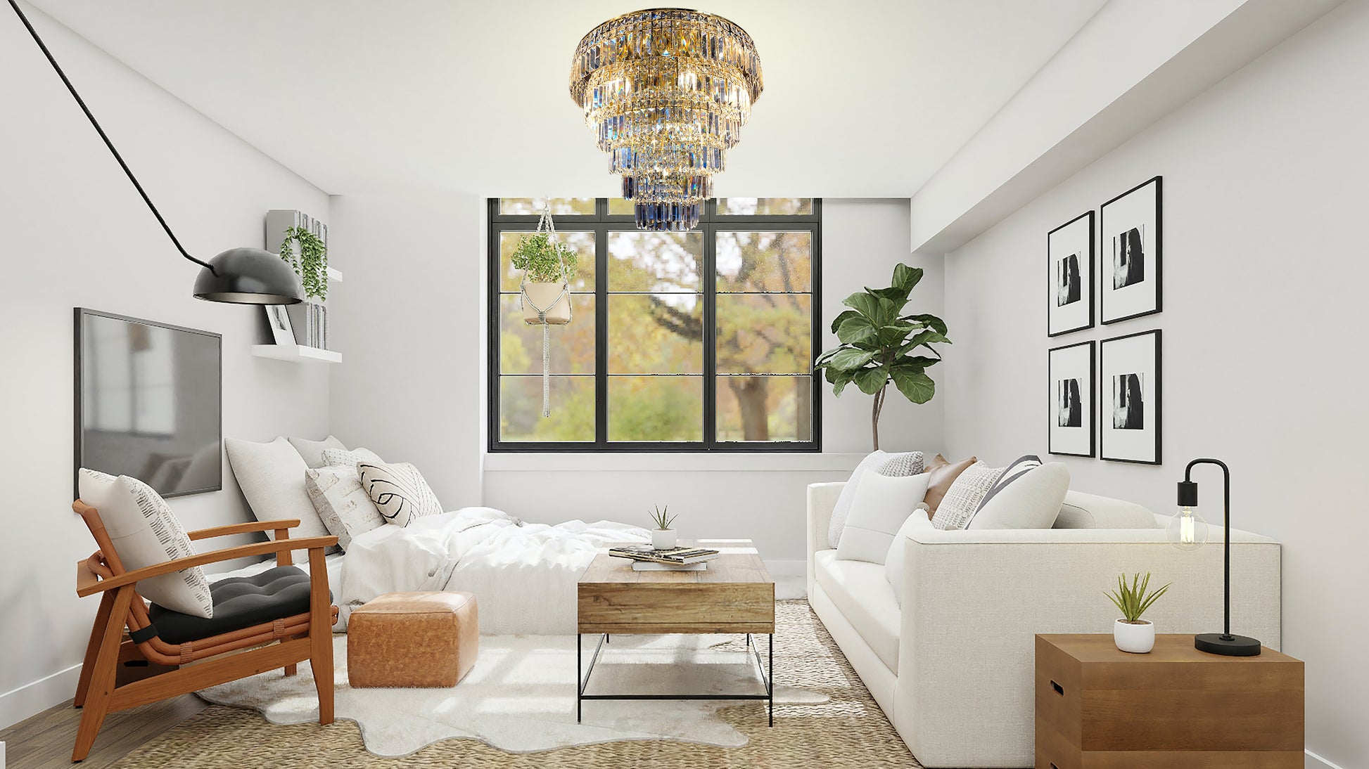 Layered crystal structure with gold frame and brilliant sparkle