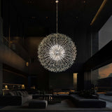 Large chrome starburst chandelier lighting elegant living 