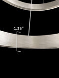 LED ring chandelier profile width detail showing brushed finish
