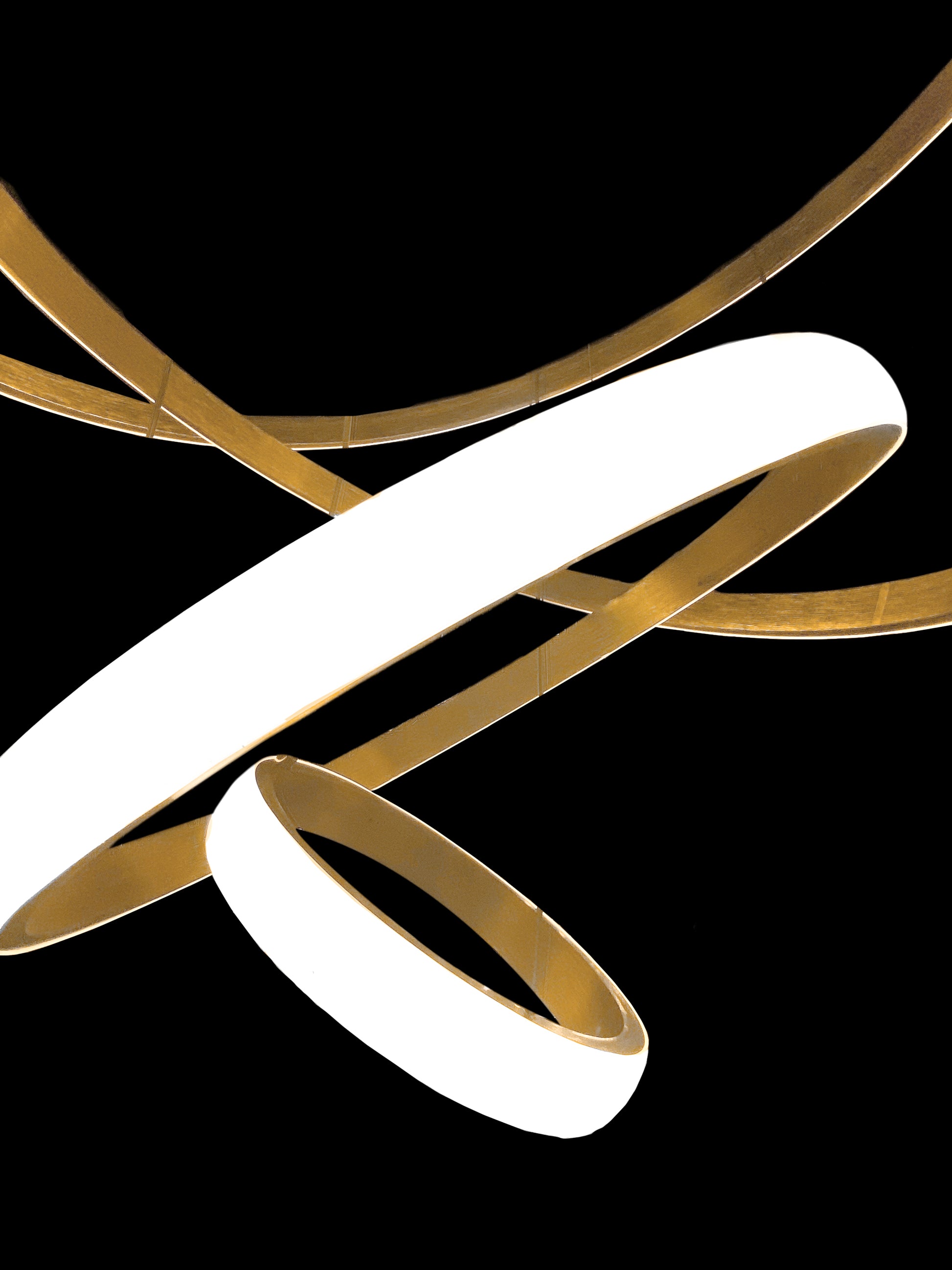 LED ring chandelier profile width detail showing brushed gold finish