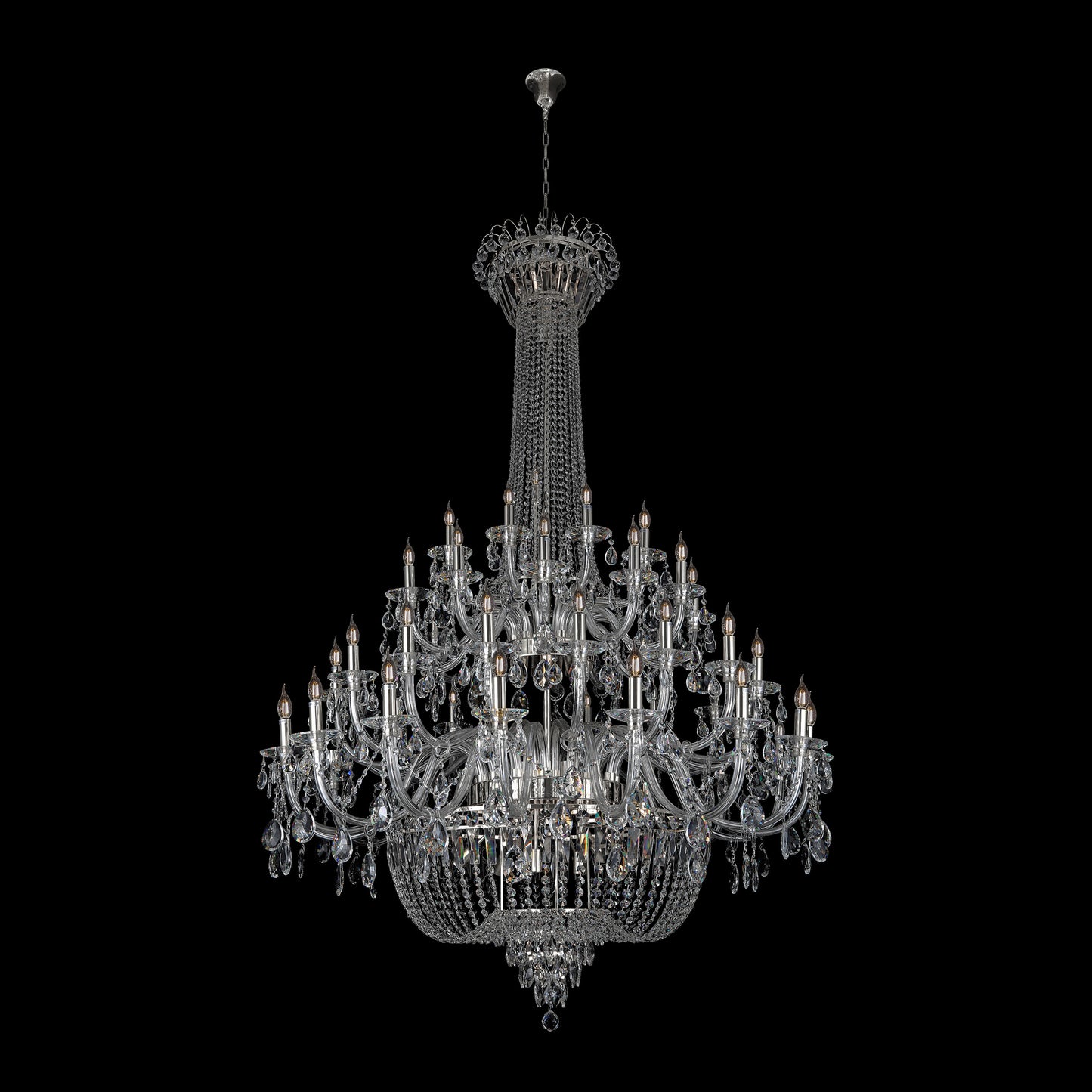 Empire Chrome Crystal Chandelier Grand Traditional Statement 56"