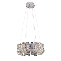 Luxury chrome crystal chandelier with LED lighting shown on white background for product clarity.
