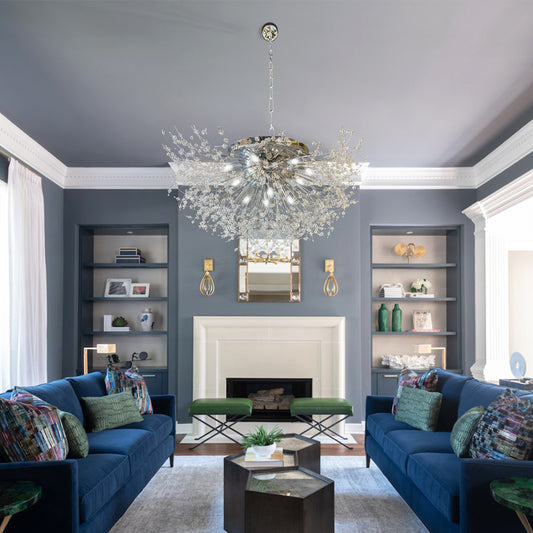 Chrome  Starburst Flush Mount Crystal Chandelier Modern Ceiling Light