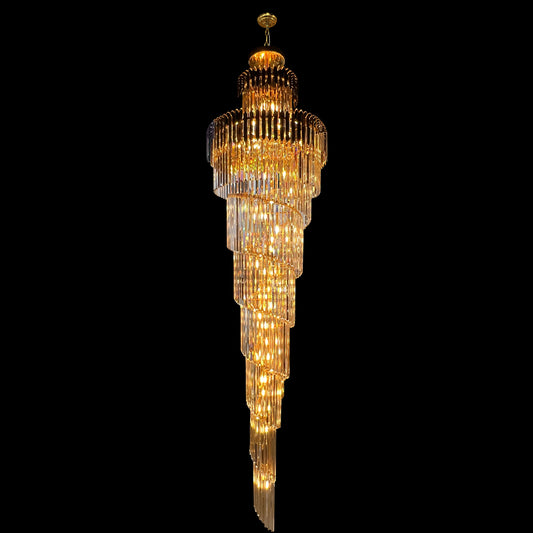 Luxury Gold Crystal Chandelier Grand Spiral Elegance