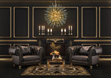 Luxury gold chandelier featured in sophisticated office room setting