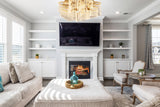 Warm LED chandelier flush mount in open modern living space