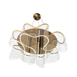 Sculptural gold LED ceiling chandelier with artistic acrylic ribbons