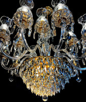 Vintage Crystal Chandelier Gold Pendant Chandelier 19- Lights