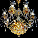 Vintage Crystal Chandelier Gold Pendant Chandelier 10- Lights