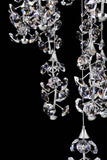 Side view showing precision cut crystals on cascading LED chandelier