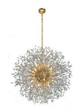 Artistic angle of gold starburst chandelier lighting fixture