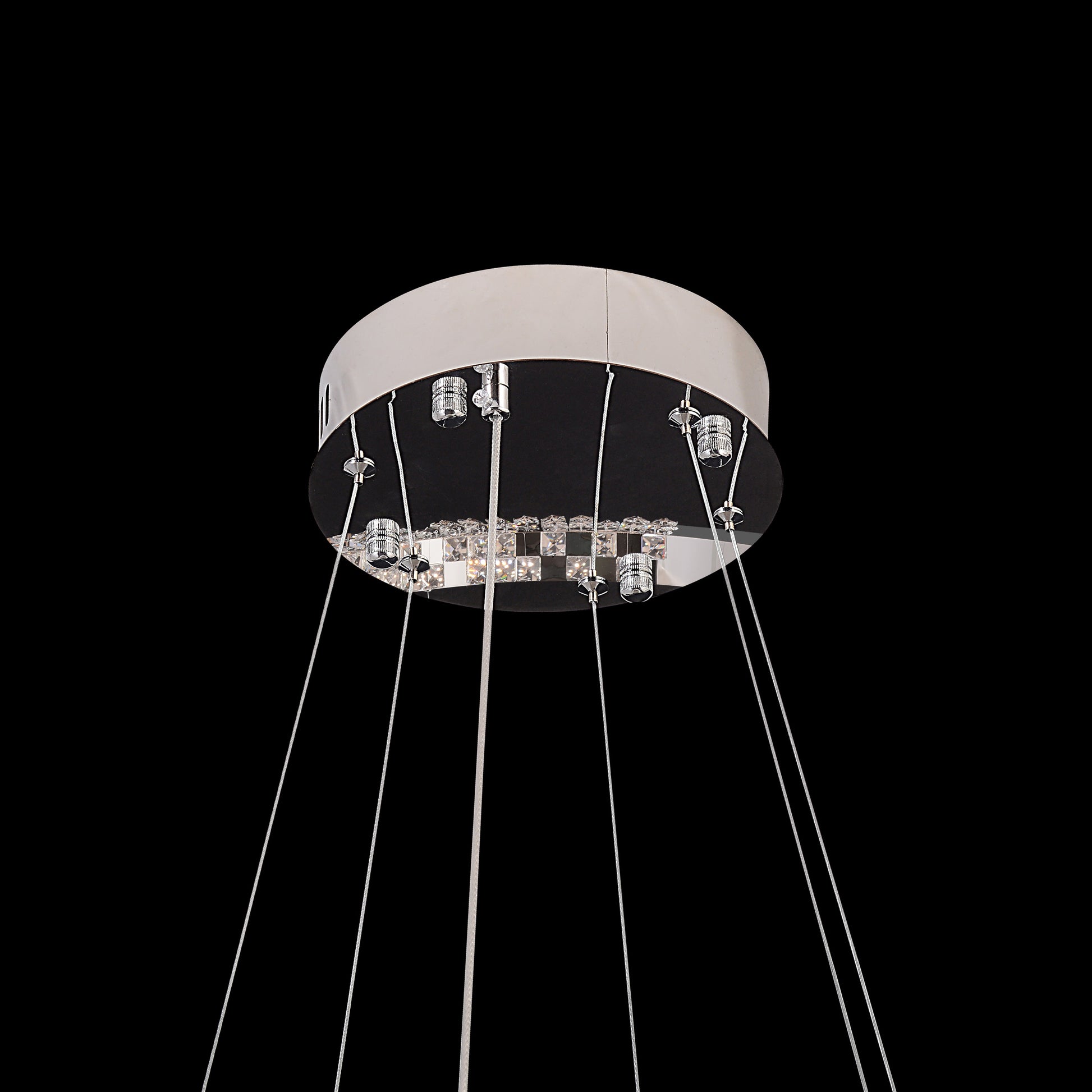 Suspended modern LED crystal ring chandelier with remote dimmable lighting