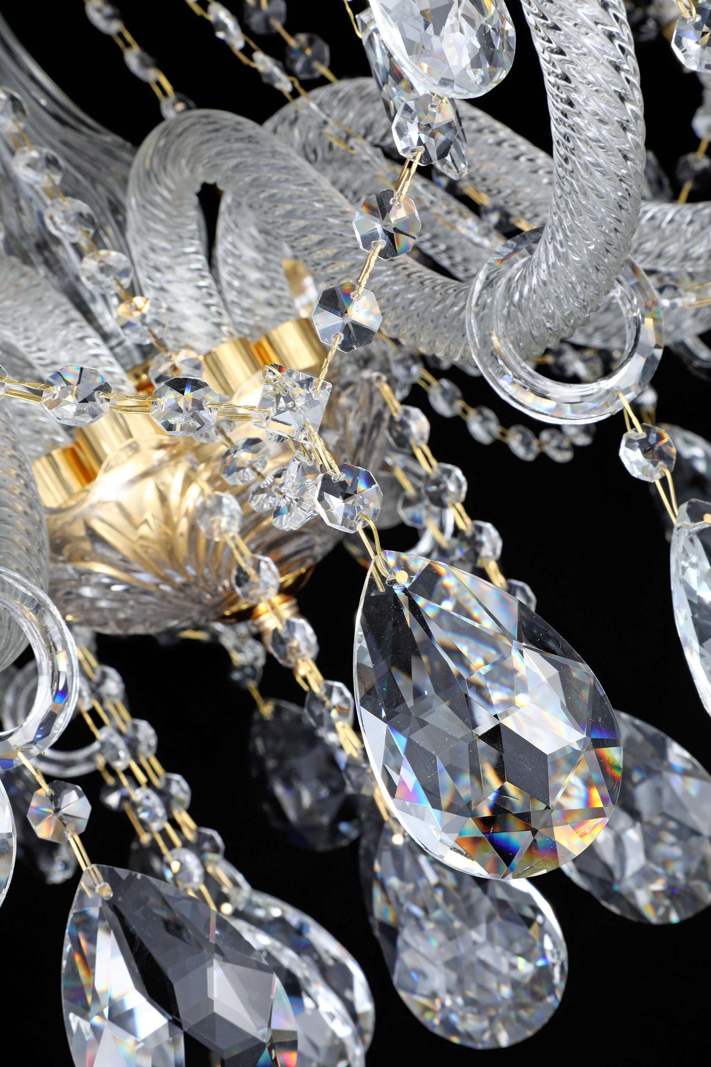 Vintage crystal chandelier center with faceted lead-crystal details