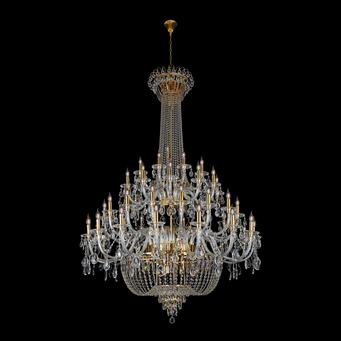 Gold Empire Crystal Chandelier Grand Traditional Statement 56"