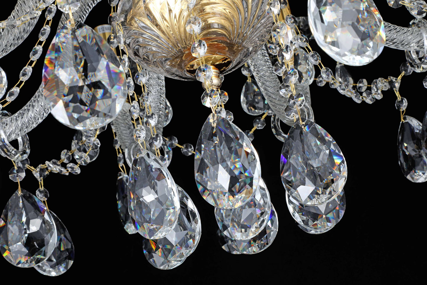 Vintage crystal chandelier center with faceted lead-crystal details