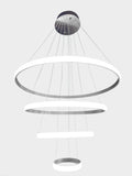 White background render of modern multi-ring LED chandelier