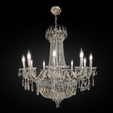 35 inch Luxury chrome empire crystal chandelier with cascading precision-cut crystals and grand architectural design.