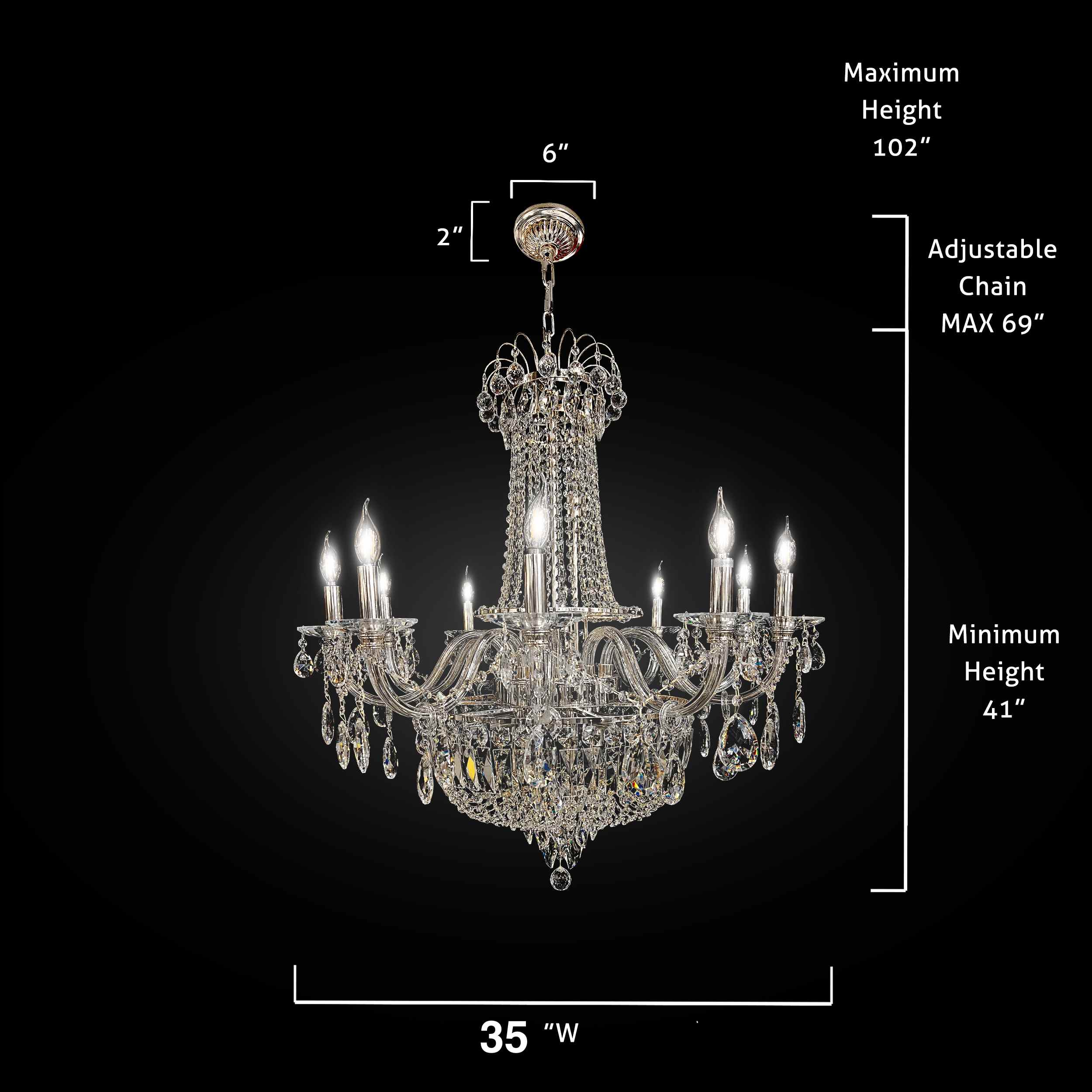 Classic Chrome Empire Crystal Chandelier 35