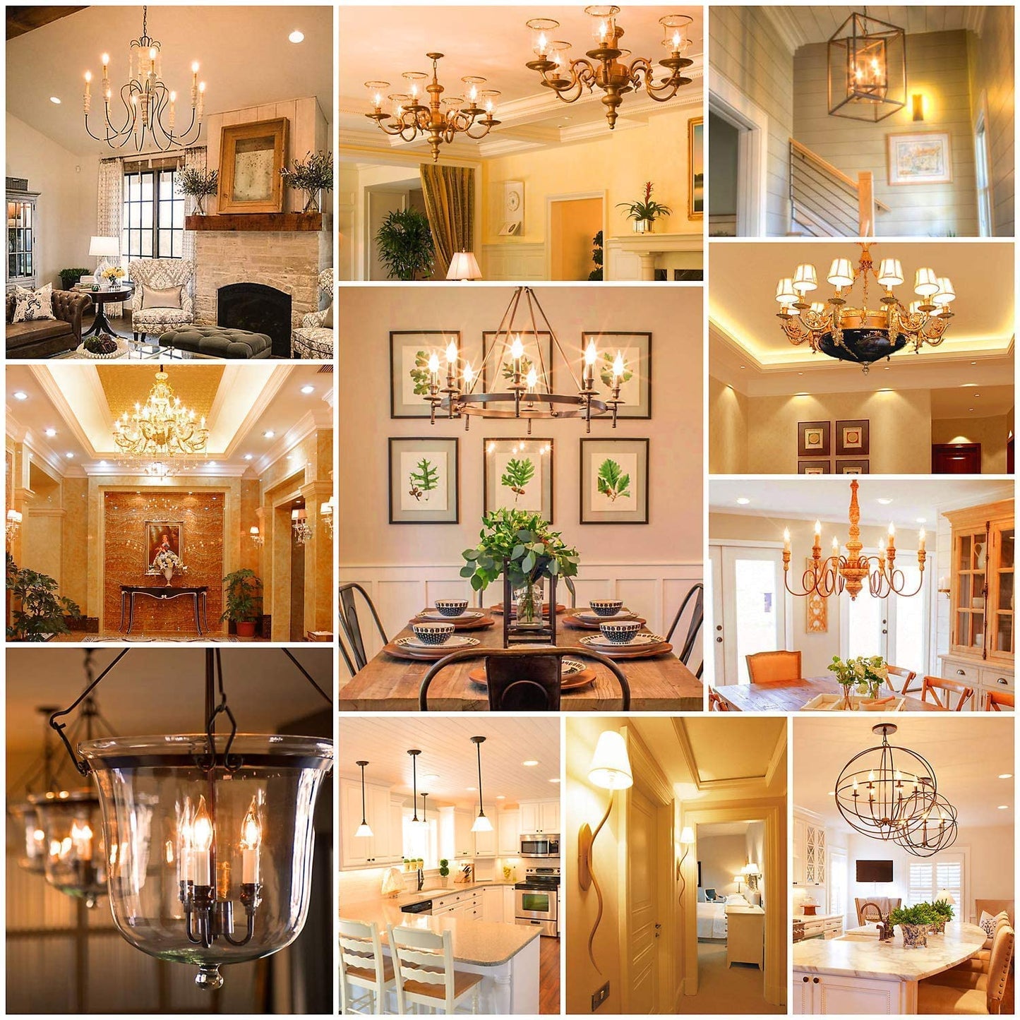 (12 Pack) E12 Candelabra LED Bulbs – 6W, 2700K Warm White, Dimmable, 110V