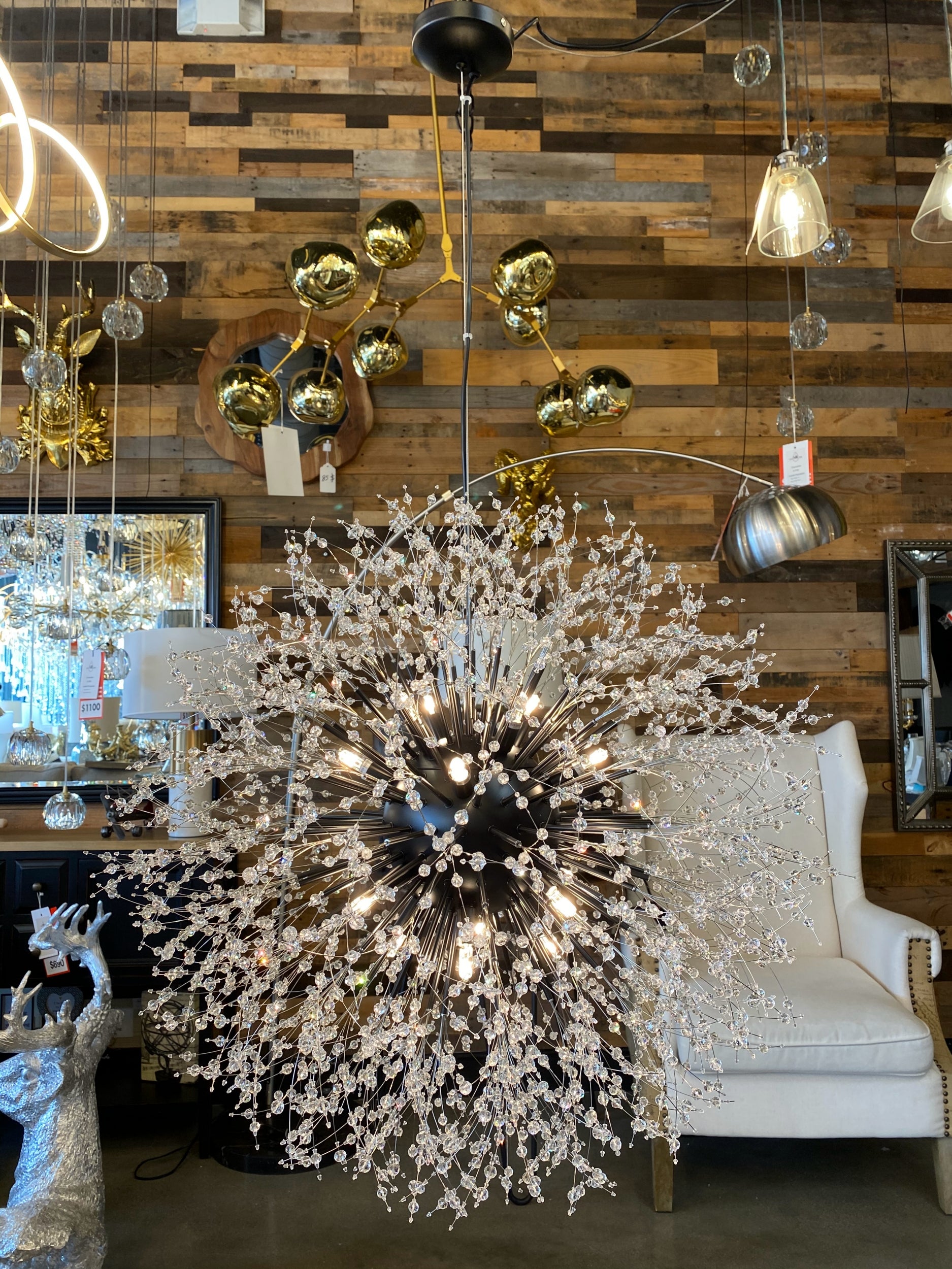 32 inch black starburst chandelier 