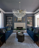 Luxury silver  starburst crystal flush mount chandelier 30 inch, dimmable G9 lighting fixture