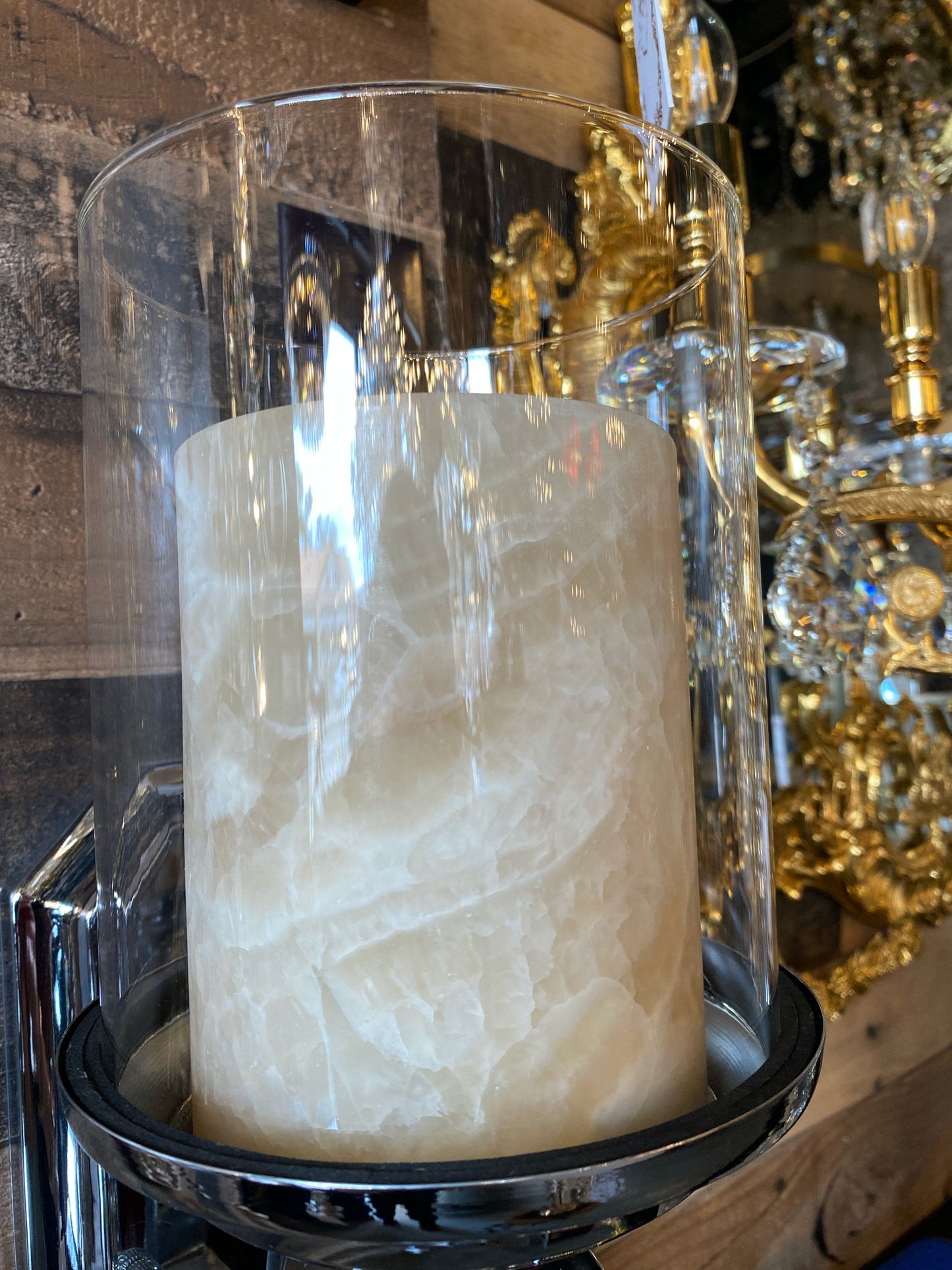 Glass shade and marble diffuser wall sconce lighting