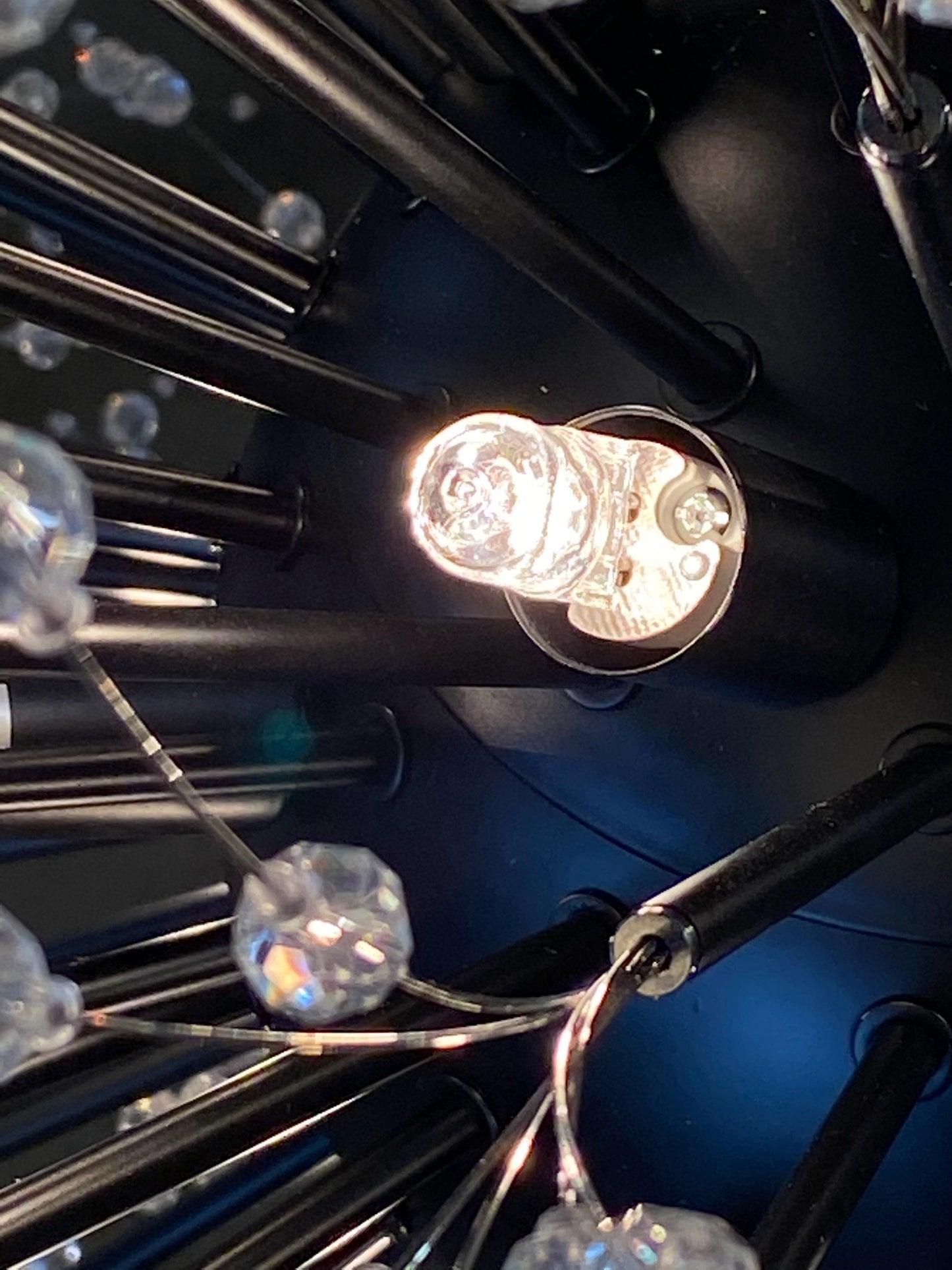 Modern Starburst Crystal Chandelier 32″ Black Dimmable Light