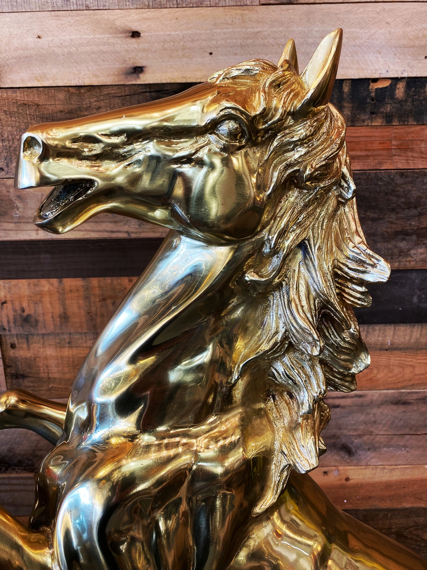 Luxury Solid Brass Rearing Horse Statue – Handmade Gold Decorative Sculpture for Home or Office