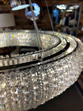 Crystal Chandelier Chrome Round Lighting Fixture 32" W