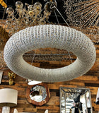 Crystal Chandelier Chrome Round Lighting Fixture 32" W