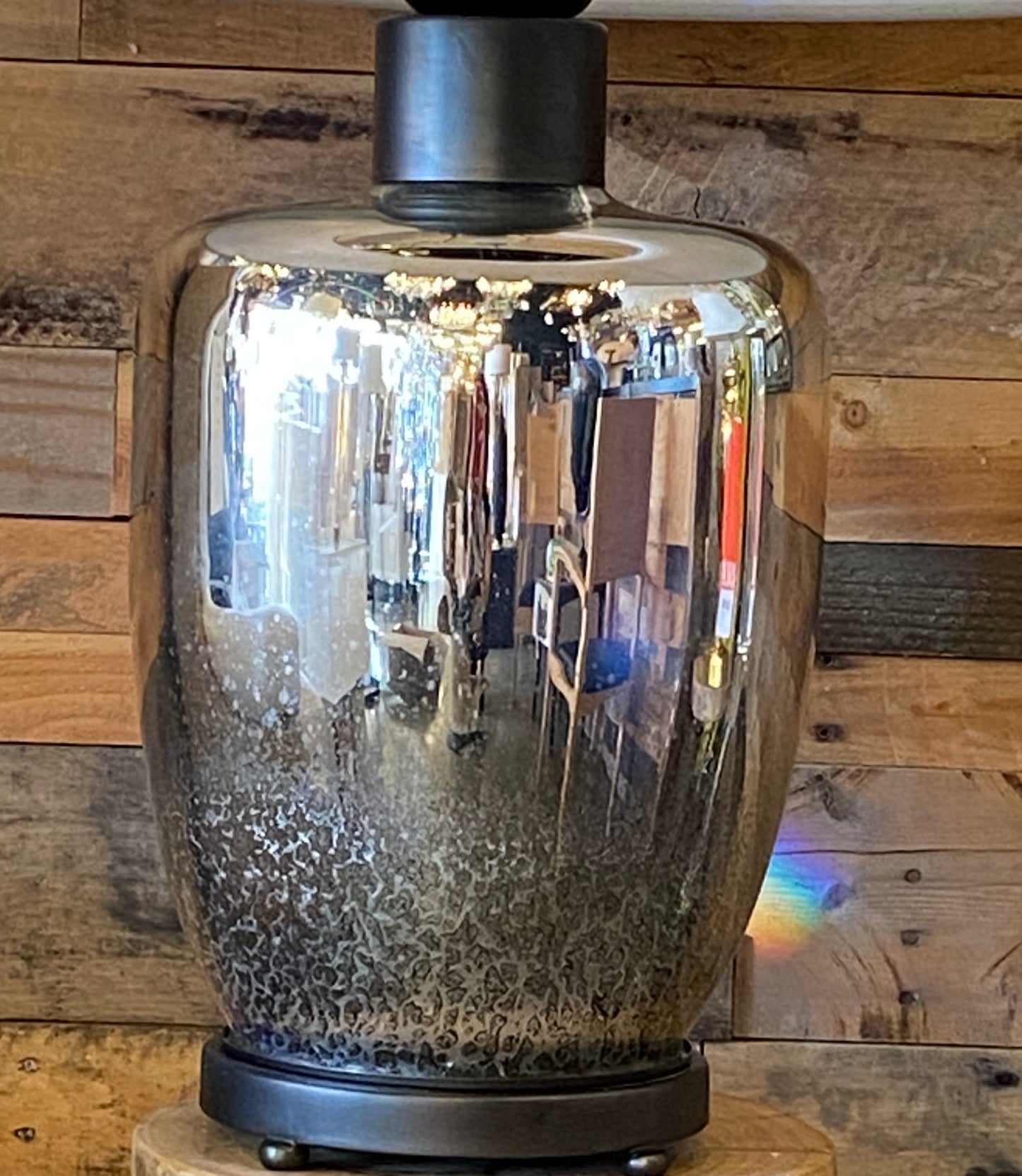 Modern Silver Glass Table Lamp with Cream Linen Shade Elegant Lamp