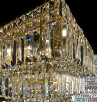 Luxury Square Crystal Chandelier 16" W Gold