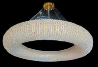 Chandelier 43" Wide Round Clear Crystal Gold