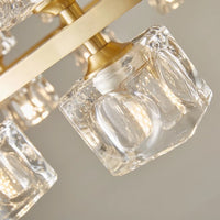 Brass Chandelier 35" Wide Clear Glass Chandelier