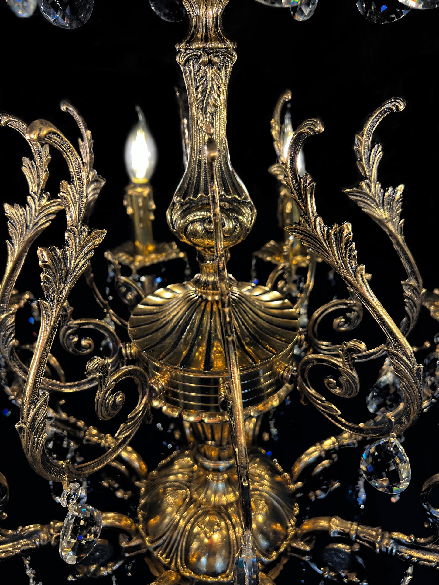 Intricate handcrafted brass crown with crystal accents