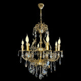  Luxury Italian brass crystal chandelier with ornate design and candle-style lights