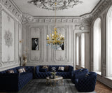 Luxury Italian bronze crystal chandelier in formal living room