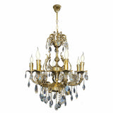 Handcrafted Italian brass chandelier with crystal teardrops and candle lights