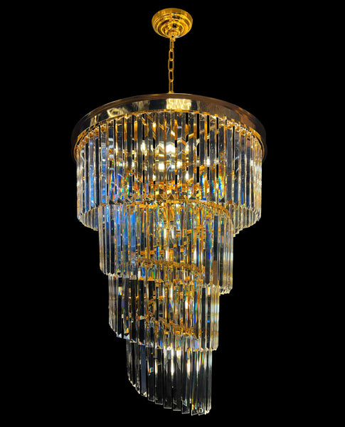 Luxury Chandelier 15- Lights Crystal 25.5" Wide Gold Finish