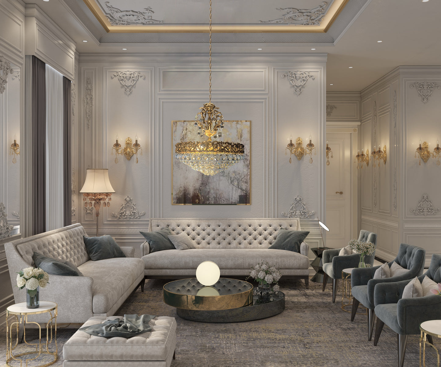 dimmable brass chandelier enhancing a classic -style interior